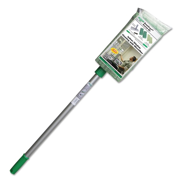 Unger SpeedClean Window Cleaning Kit, Aluminum, 72" Extension Pole, 8" Pad Holder, Silver/Green - WNK01