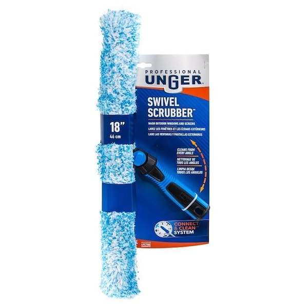 Unger Industrial Unger Professional Swivel Window Scrubber, 18 in L Head, Plastic Head - 985520