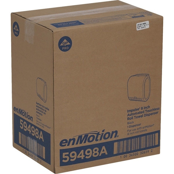 Georgia-Pacific enMotion 8 in Automated Touchless Paper Towel Dispenser, Motion Activated, Wall Mount, Black - 59498A
