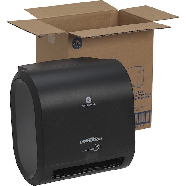Georgia-Pacific enMotion 8 in Automated Touchless Paper Towel Dispenser, Motion Activated, Wall Mount, Black - 59498A