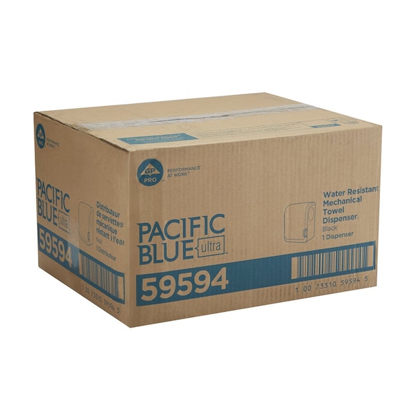 Georgia-Pacific Paper Towel Dispenser, Pacific Blue Ultra, Hardwound, 8 in Paper Towel Wd, Plastic, Black - 59594