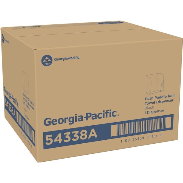 Georgia-Pacific Towel Dispenser, Push Paddle, 12-3/4 in x10-1/2 in x14-1/4 in, Black - GPC54338A