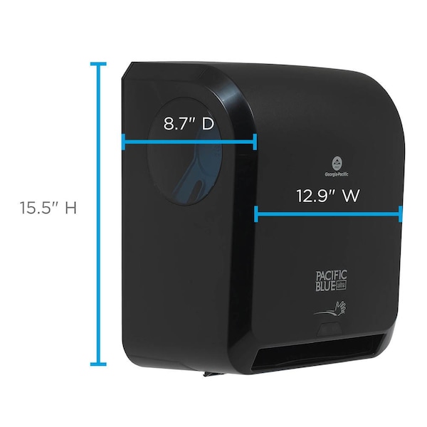 Georgia-Pacific Paper Towel Dispenser, Hardwound, 7 7/8 in Paper Towel Wd, 1 1/2 in, Plastic, Black - 59590