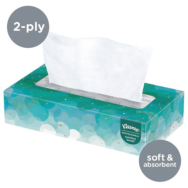 Kimberly-Clark Professional Facial Tissue, Kleenex Comfort Touch, Flat Box, 2 Ply, 100 Sheets/Box, 36 Pack - 21400