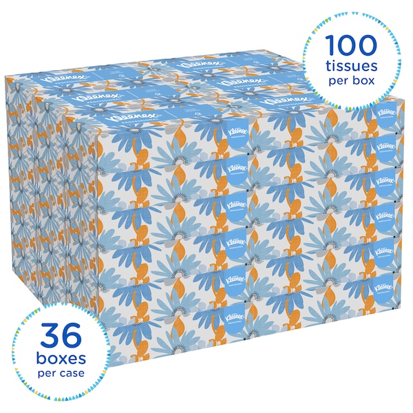 Kimberly-Clark Professional Facial Tissue, Kleenex Comfort Touch, Flat Box, 2 Ply, 100 Sheets/Box, 36 Pack - 21400