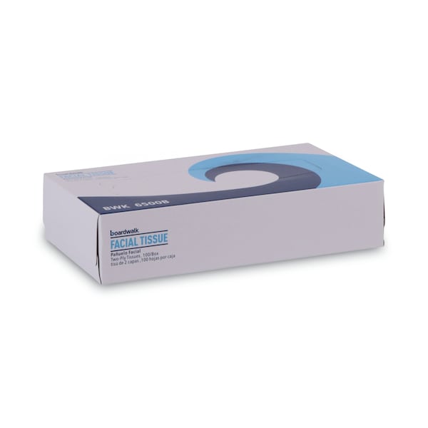 Boardwalk Facial Tissue, 2-Ply, 7.5 in x 8 in sheet, Flat Box, 100 Sheets per Box, 30 Pack - BWK6500B