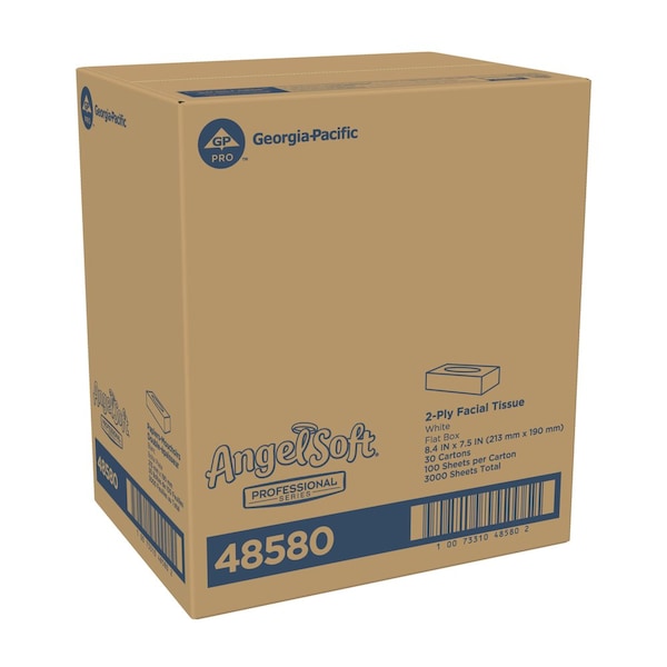 Georgia-Pacific Angel Soft Professional Series 2 Ply Facial Tissue, 100 Sheets, 30 PK - 48580