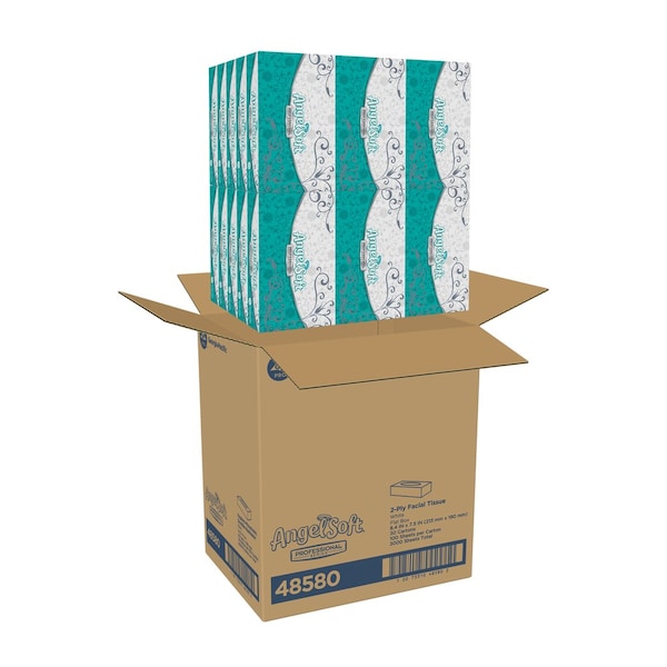 Georgia-Pacific Angel Soft Professional Series 2 Ply Facial Tissue, 100 Sheets, 30 PK - 48580