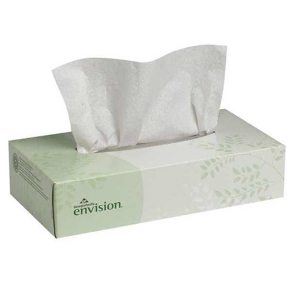 Georgia-Pacific Facial Tissue, Pacific Blue Basic, 2 Ply, 8 in x 8 1/4 in Sheet, Flat Box, 100 Sheets/Box, 30 Pack - 47410