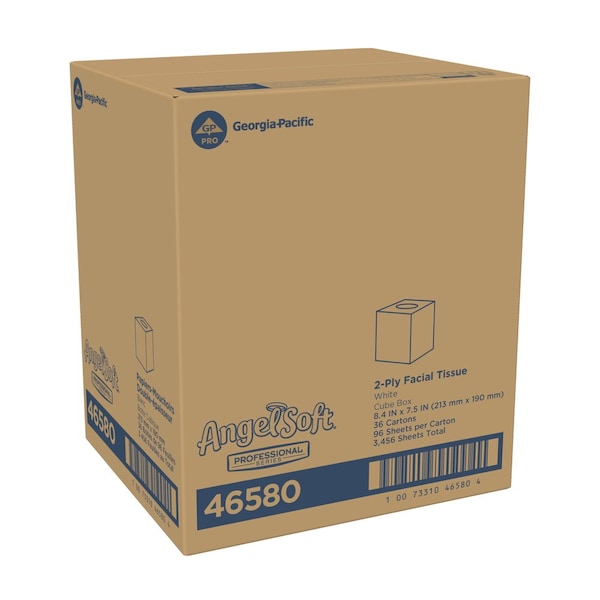 Georgia-Pacific Angel Soft Professional Series 2 Ply Facial Tissue, 96 Sheets, 36 PK - 46580