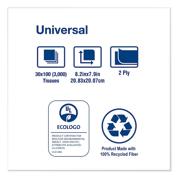Tork Tork Universal Facial Tissue Flat Box White, Soft, 2-ply, 30 x 100 tissues, TF6710A - TF6710A