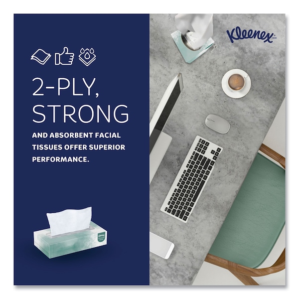 Kleenex Naturals Facial Tissue, 2-Ply, White, 125 Sheets/Box - 21601BX