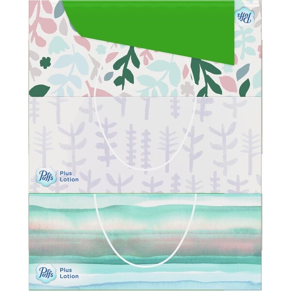 Puffs Facial Tissues, w/Lotion, 124/BX, 3BX/PK, WE 3PK - PGC39363