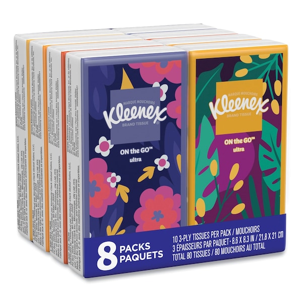 Kleenex Go Pack 3 Ply Facial Tissue, 10 Sheets - 46651