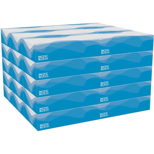 Georgia-Pacific Facial Tissue, Flat, 100 Sheets, 2 Ply, White, 30 PK - 48100