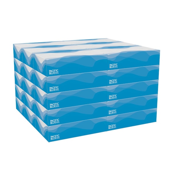 Georgia-Pacific Facial Tissue, Flat, 100 Sheets, 2 Ply, White, 30 PK - 48100