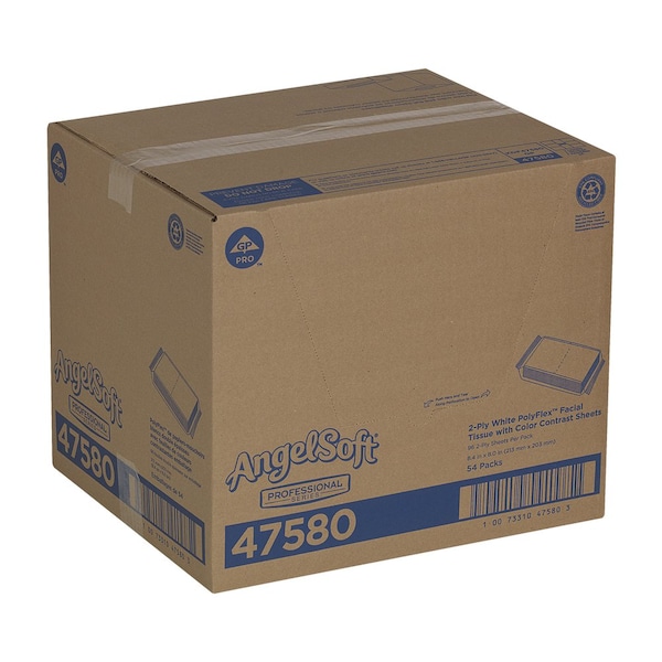 Georgia-Pacific Angel Soft Professional Series 2 Ply Facial Tissue, 96 Sheets, 54 PK - 47580