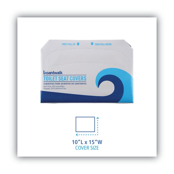 Boardwalk Toilet Seat Covers, 1/2 Fold, White - BWK-2500B