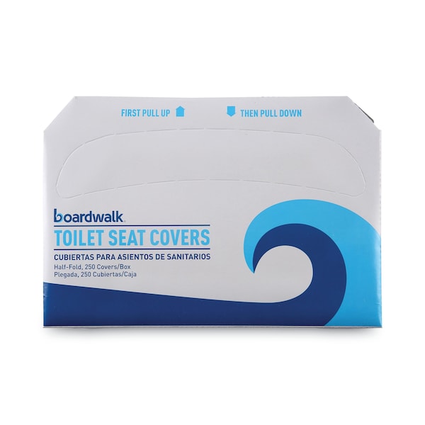 Boardwalk Toilet Seat Covers, 1/2 Fold, White - BWK-2500B