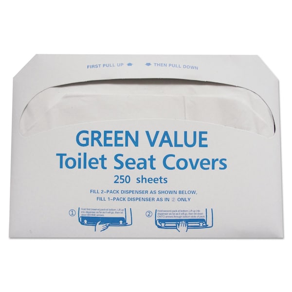 Gen Windows* Personal Seats Dispensers Toilet Seat Covers, 1/2 Fold, White - TEH GV-TSC5000