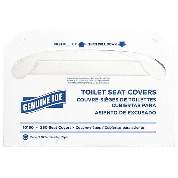 Genuine Joe Toilet Seat Cover, 1/4 Fold, White - GJO10150
