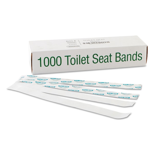 Bagcraft Sani/Shield Printed Toilet Seat Band, Paper, Blu/Wht, 16"x1.5", PK1000 - BGC 300591