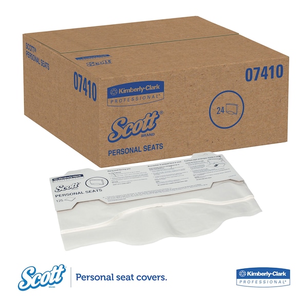 Scott Personal Seats Sanitary Toilet Seat Covers, 15" x 18", PK125 - 7410