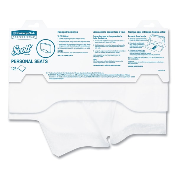 Scott Personal Seats Sanitary Toilet Seat Covers, 15" x 18", PK125 - 7410