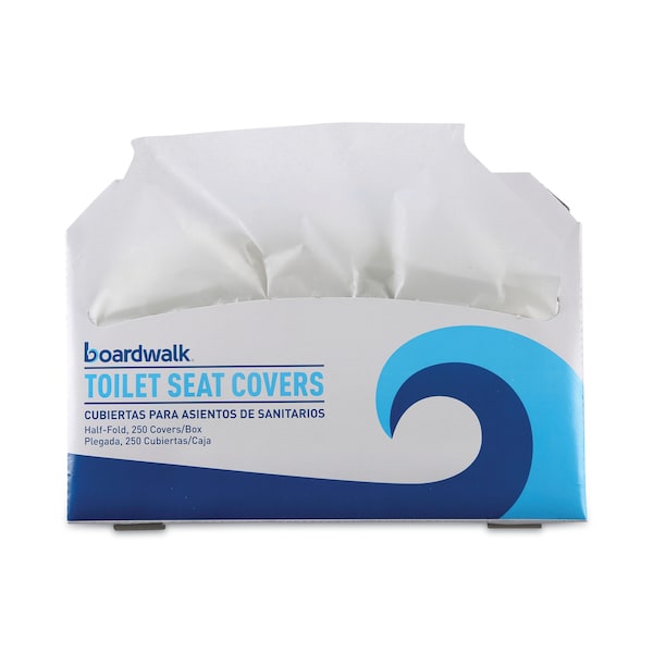 Boardwalk Toilet Seat Cover, 1/2 Fold, White, 250 Sheets - BWK-1000