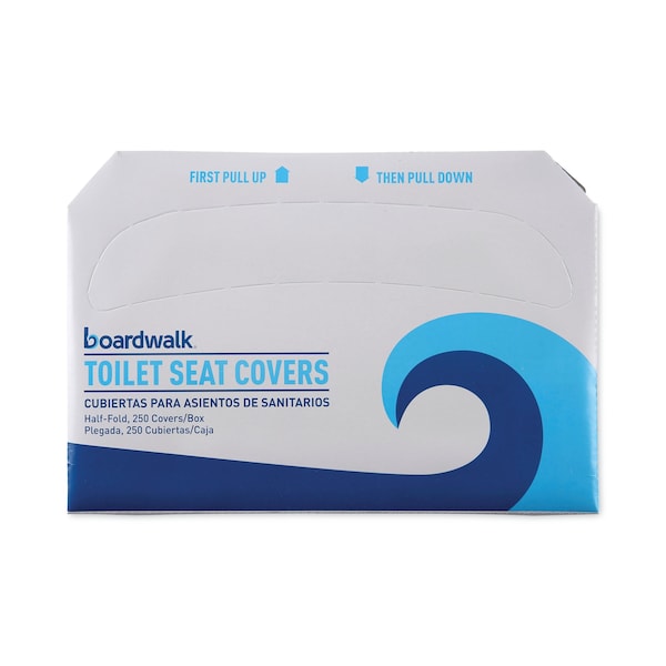 Boardwalk Toilet Seat Cover, 1/2 Fold, White, 250 Sheets - BWK-1000