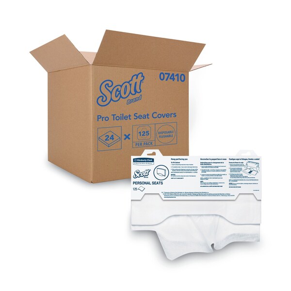 Scott Personal Seats Sanitary Toilet Seat Covers, 15" x 18", PK3000 - 07140