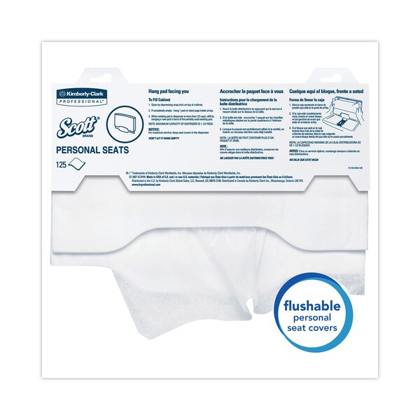 Scott Personal Seats Sanitary Toilet Seat Covers, 15" x 18", PK3000 - 07140