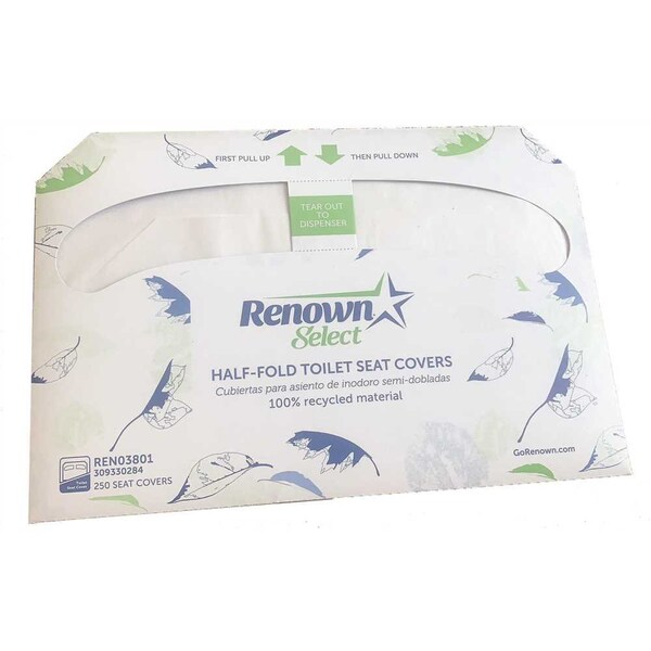 Renown Half-Fold Toilet Seat Paper Cover-Recycled, 20PK - HFTSC-R