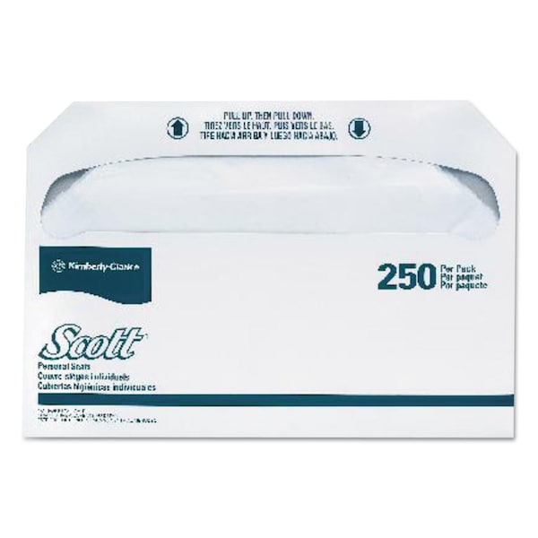 Scott Personal Seats Toilet Seat Covers, 14.5 x 17, White, 250/Pack, 20 Packs/Carton, 20PK - 39000
