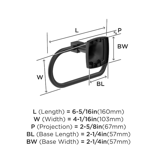 Amerock Stature Matte Black Transitional Single Post Toilet Paper Holder - BH36091MB