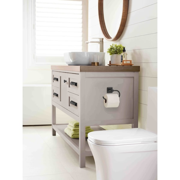 Amerock Appoint Matte Black Traditional Single Post Toilet Paper Holder - BH36071MB