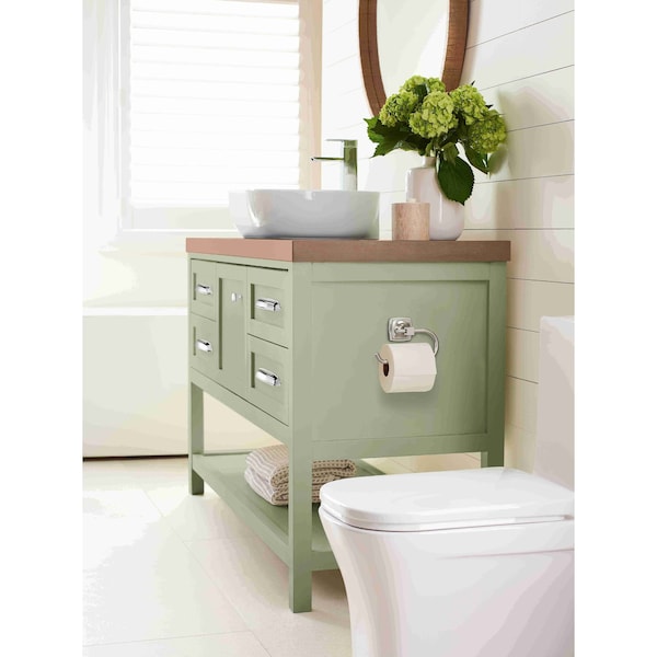 Amerock Stature Chrome Transitional Single Post Toilet Paper Holder - BH3609126