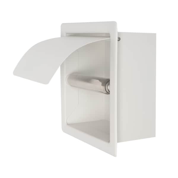 Alfi Brand ALFI brand ABTPC77-W White Matte Stainless Steel Recessed Toilet Paper Holder with Cover - ABTPC77-W
