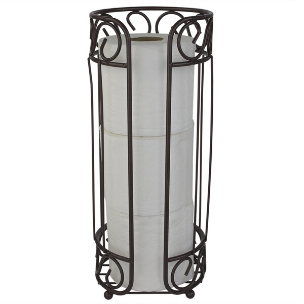 Hds Trading Scroll Collection Bath Tissue Reserve Toilet Paper Roll Holder Stand, Bronze - ZOR96026