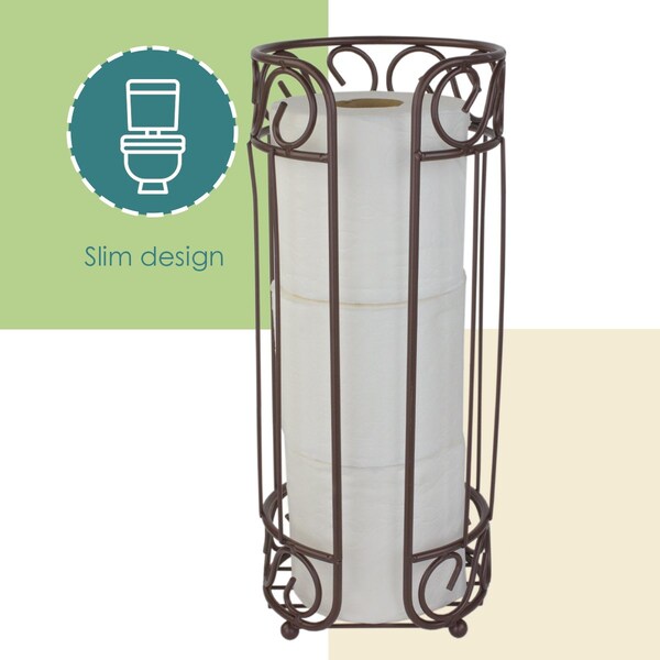 Hds Trading Scroll Collection Bath Tissue Reserve Toilet Paper Roll Holder Stand, Bronze - ZOR96026