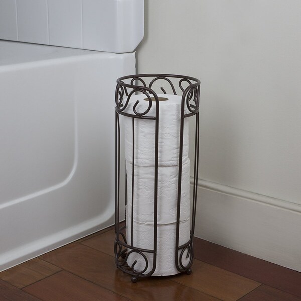 Hds Trading Scroll Collection Bath Tissue Reserve Toilet Paper Roll Holder Stand, Bronze - ZOR96026