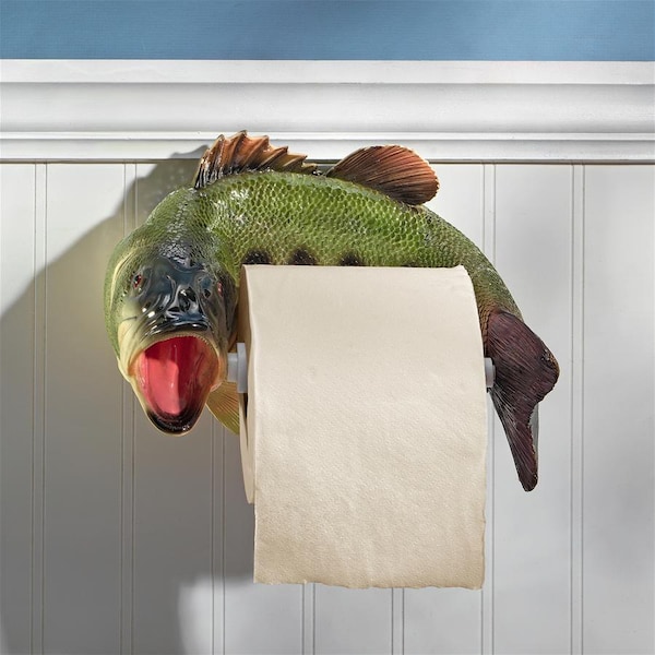 Design Toscano Reeling Trout Bathroom Toilet Paper Holder - JQ10197