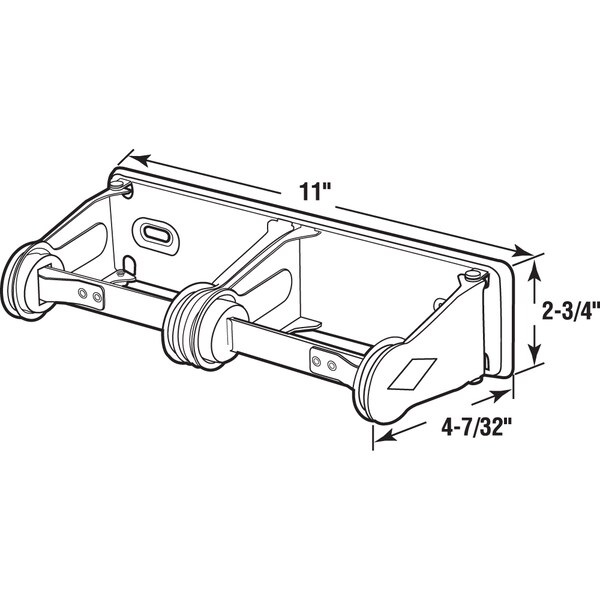 Prime-Line Double Roll Paper Holder, 11 in. Wide, Steel Construction, Chrome Finish Single Pack - 656-6713