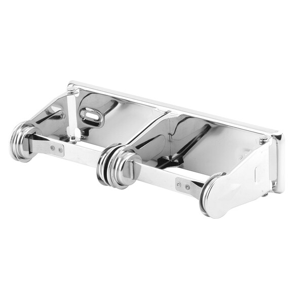 Prime-Line Double Roll Paper Holder, 11 in. Wide, Steel Construction, Chrome Finish Single Pack - 656-6713