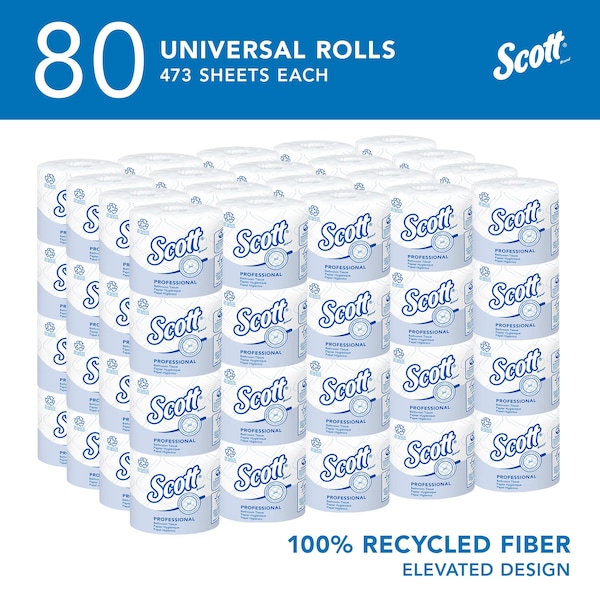 Kimberly-Clark Professional 100% Recycled Fiber Standard Individually Wrapped Roll Toilet Paper Rolls, 473 Sheets/Roll, 80 Rolls - 13217