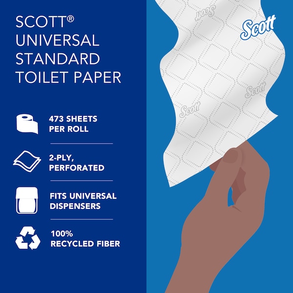 Kimberly-Clark Professional 100% Recycled Fiber Standard Individually Wrapped Roll Toilet Paper Rolls, 473 Sheets/Roll, 80 Rolls - 13217