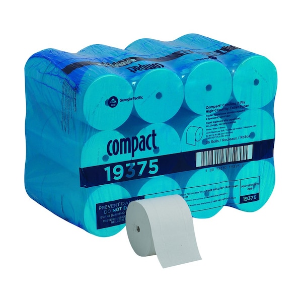 Georgia-Pacific Compact Toilet Paper, 2 Ply, 1,000 Sheets, 333 ft L, Coreless, 36 Pack - 19375