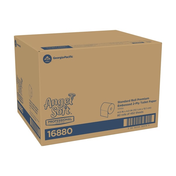 Georgia-Pacific Angel Soft Professional Series, Standard Core, 2 Ply, 450 Sheets, White, 80 PK - 16880