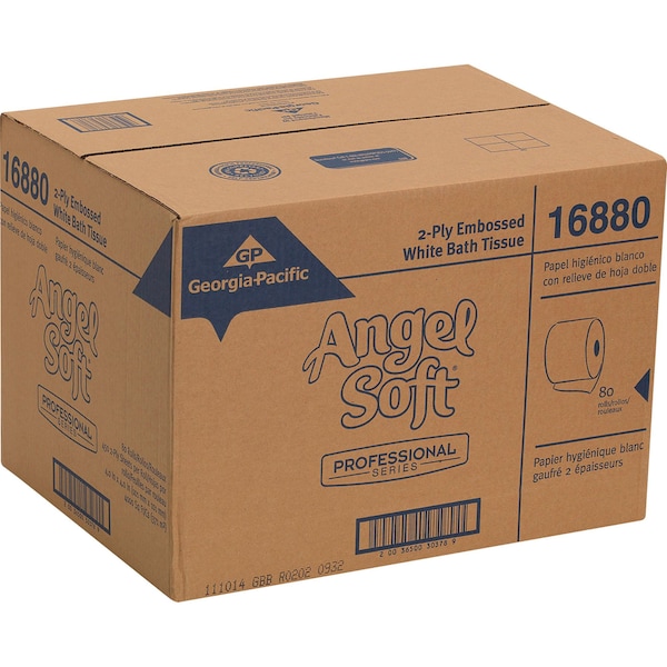 Georgia-Pacific Angel Soft Professional Series, Standard Core, 2 Ply, 450 Sheets, White, 80 PK - 16880