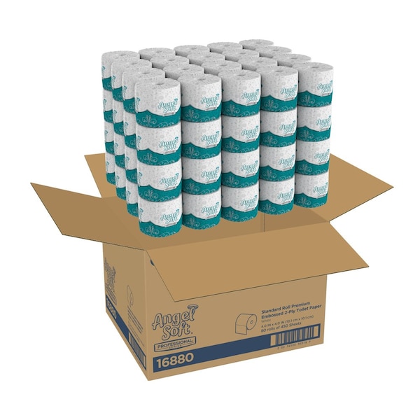 Georgia-Pacific Angel Soft Professional Series, Standard Core, 2 Ply, 450 Sheets, White, 80 PK - 16880